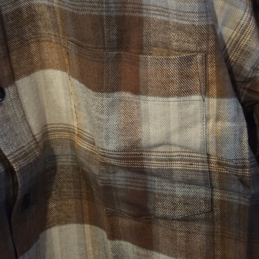 Y2K Arrow Plaid Flannel Shirt Men’s M Brown Beige Rust Blue | NWOT - Picture 10 of 15